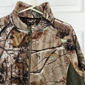 ScentLok Camo Timber Fleece Full Zip Jacket Funnel Neck Men's Size L Gorpcore
